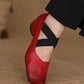 <tc>Women's Red Leather Square Toe Block Heel Ballet Shoes Low Heel Mary Jane Shoes</tc>