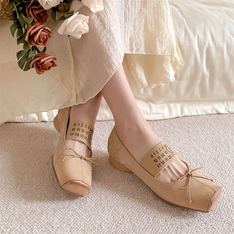 Women's Square Toe Ballet Shoes Retro Mary Jane Shoes Cute Flats