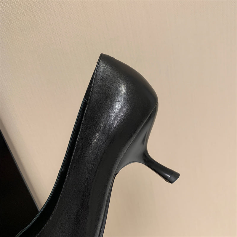 Women's Genuine Leather Stiletto Heel Pumps Retro Stiletto Heel Shoes