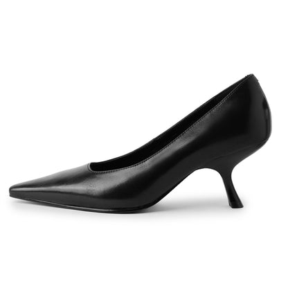 Women's Genuine Leather Stiletto Heel Pumps Retro Stiletto Heel Shoes