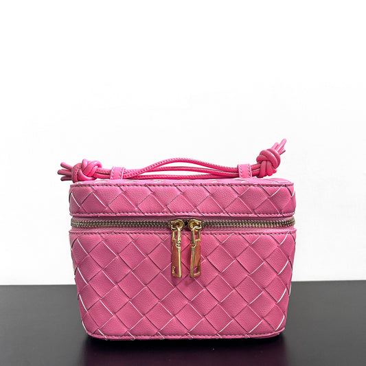 <tc>Women's Pink Leather Woven Zipper Shoulder Mini Bags</tc>