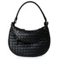 Cowhide Braided Moon Shape Handbag French Underarm Bag