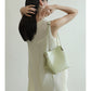 Green Leather Shoulder Bucket Bag Mini Handbag