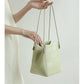 Green Leather Shoulder Bucket Bag Mini Handbag