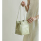 Green Leather Shoulder Bucket Bag Mini Handbag