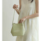 Green Leather Shoulder Bucket Bag Mini Handbag