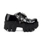 <tc>Women's Patent Leather Round Toe Skull Buckles Lace up Ankle Boots</tc>