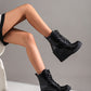 <tc>Women's Patent Leather Round Toe Wedge Heel Lace up Dress Ankle Boots</tc>