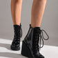 <tc>Women's Patent Leather Round Toe Wedge Heel Lace up Dress Ankle Boots</tc>