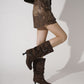 Women's Pointed Toe Low Heel Mid-calf Buckles Suede Boots