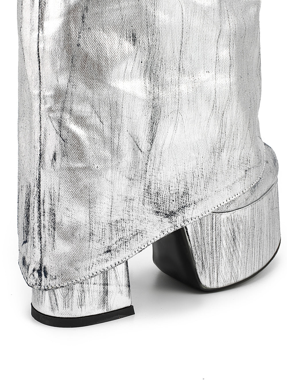 <tc>Women's Silver Pocket Platform Chunky Heel Fold-over Knee High Boots</tc>