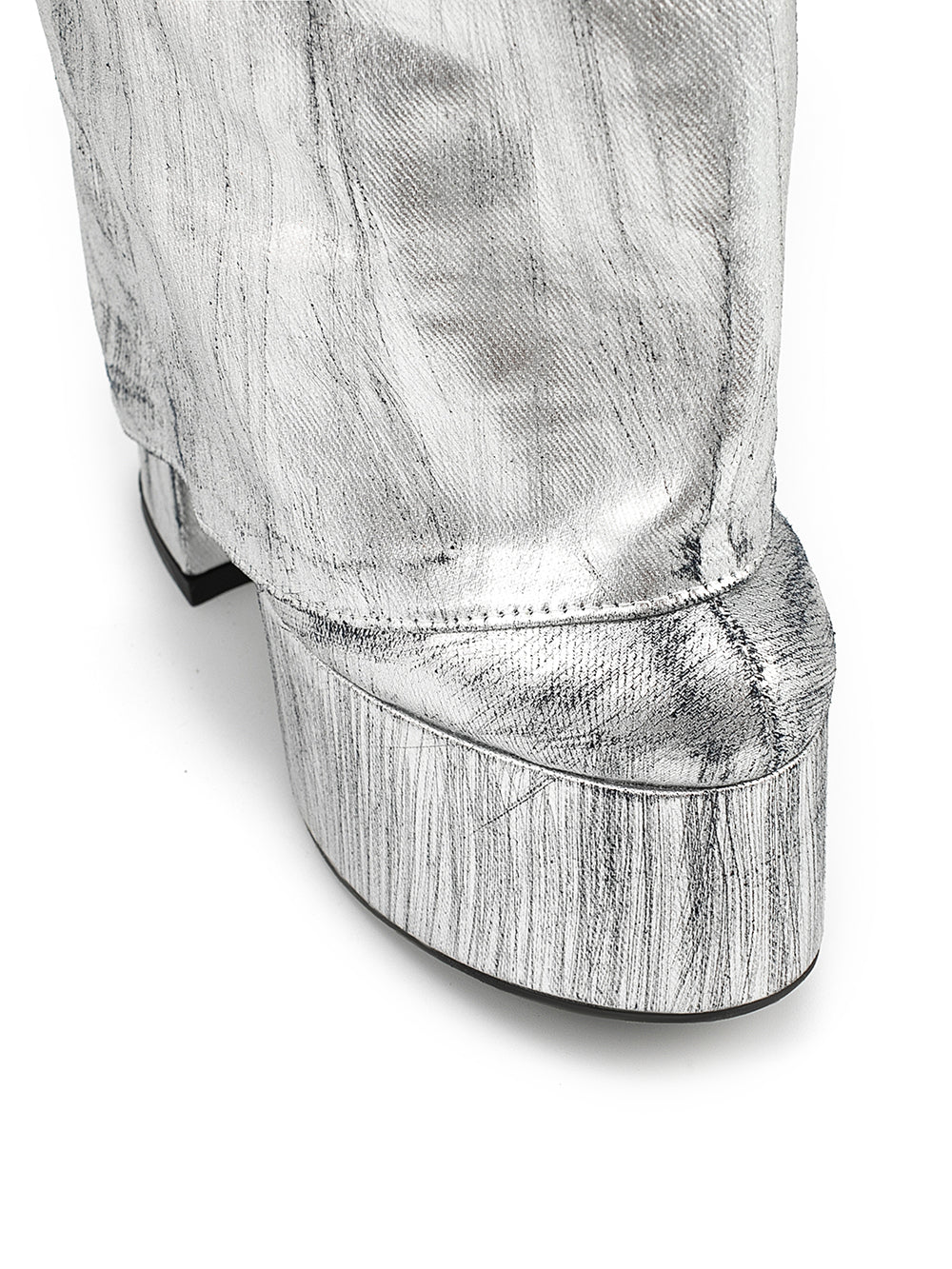 <tc>Women's Silver Pocket Platform Chunky Heel Fold-over Knee High Boots</tc>