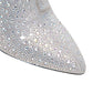 Women's Silver Rhinestone Point-Toe Chunky Heel Ankle Boots