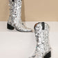 <tc>Women's Silver Sequin Cowboy Boots Block Heel Sparkling Ankle Western Booties</tc>