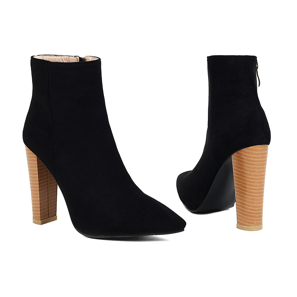 Women's Suede Chunky Heels Ankle Boots