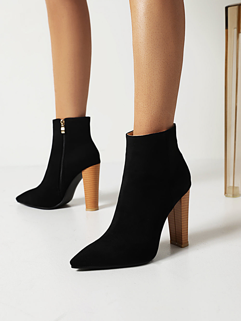 Women's Suede Chunky Heels Ankle Boots