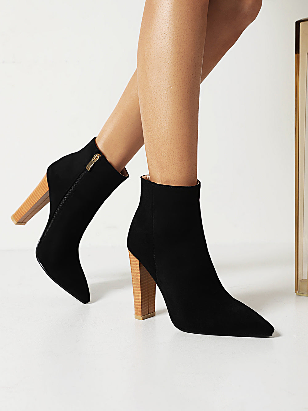 Women's Suede Chunky Heels Ankle Boots