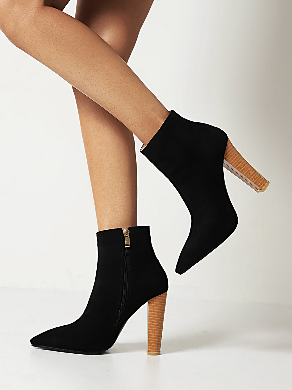 Women's Suede Chunky Heels Ankle Boots