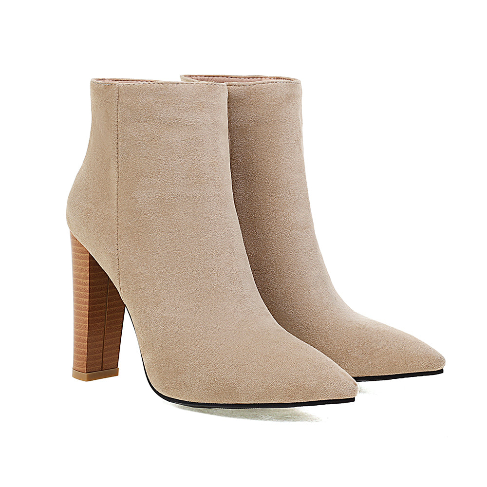 Women's Suede Chunky Heels Ankle Boots