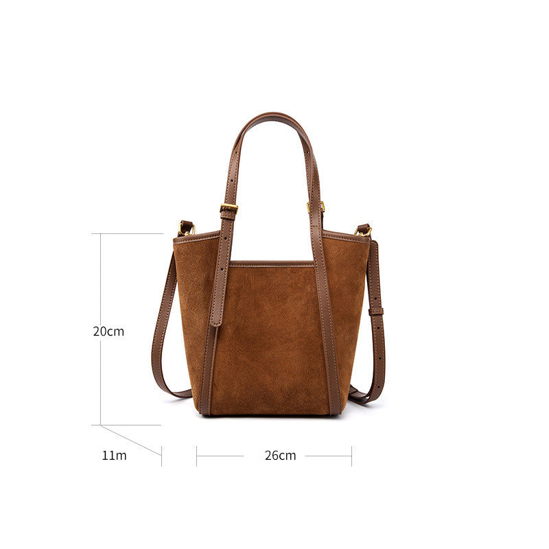 Women's suede style leather shoulder tote bag bag