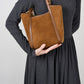 Women's suede style leather shoulder tote bag bag