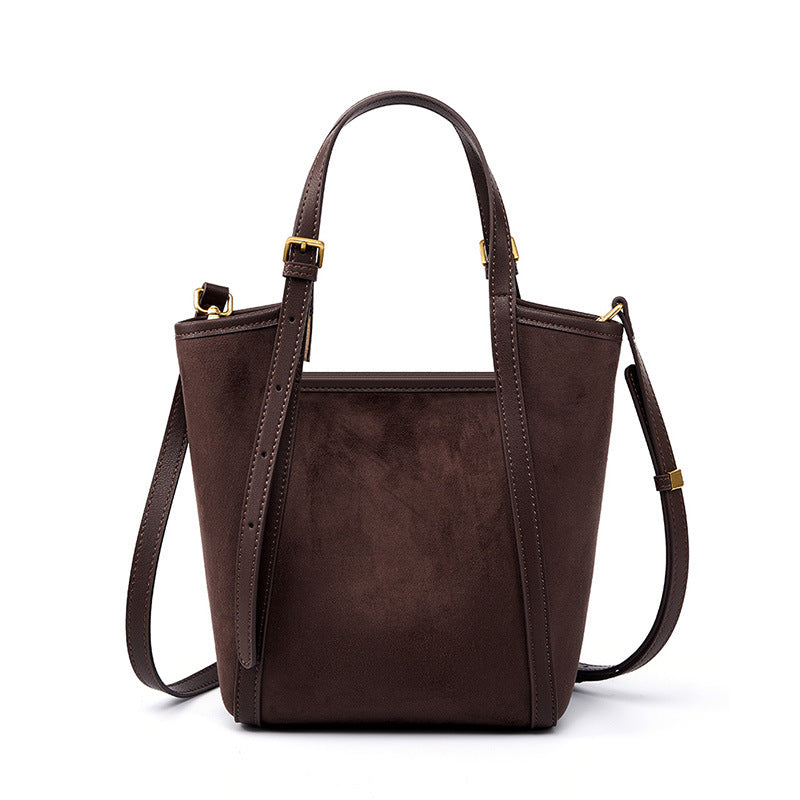 Women's suede style leather shoulder tote bag bag