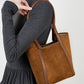 Women's suede style leather shoulder tote bag bag