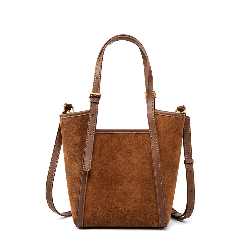 Women's suede style leather shoulder tote bag bag