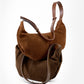 Suede leather zipper shoulder bag