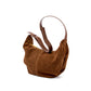 Suede leather zipper shoulder bag