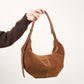 Suede leather zipper shoulder bag