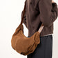 Suede leather zipper shoulder bag