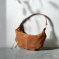 Suede leather zipper shoulder bag