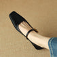 Women's Suede Square Toe Mary Jane Shoes Low Heel Flats