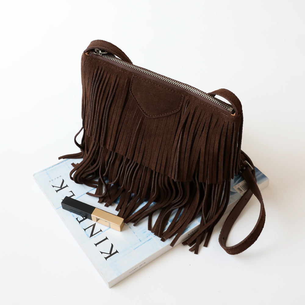 Women's Suede Trend Fringe Shoulder Bag