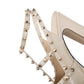 Women's T-Strap Heel Rivet Chunky Heel Almond Toe Slingback Pumps