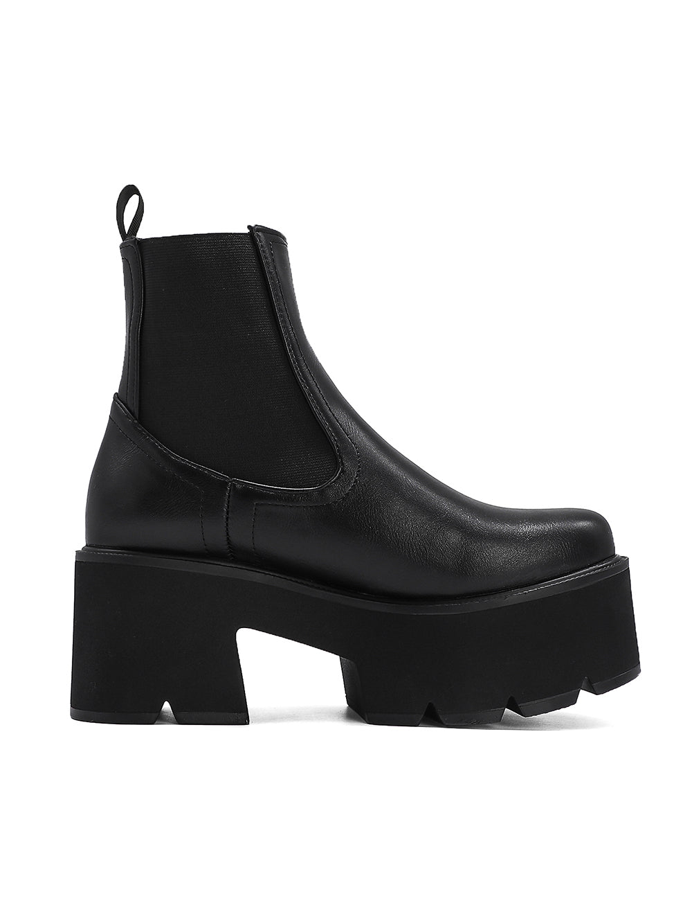 <tc>Black Vegan Leather Y2K Punk Style Chelsea Platform Boots Block Heel Platform Ankle Boots</tc>