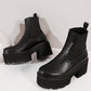 <tc>Black Vegan Leather Y2K Punk Style Chelsea Platform Boots Block Heel Platform Ankle Boots</tc>