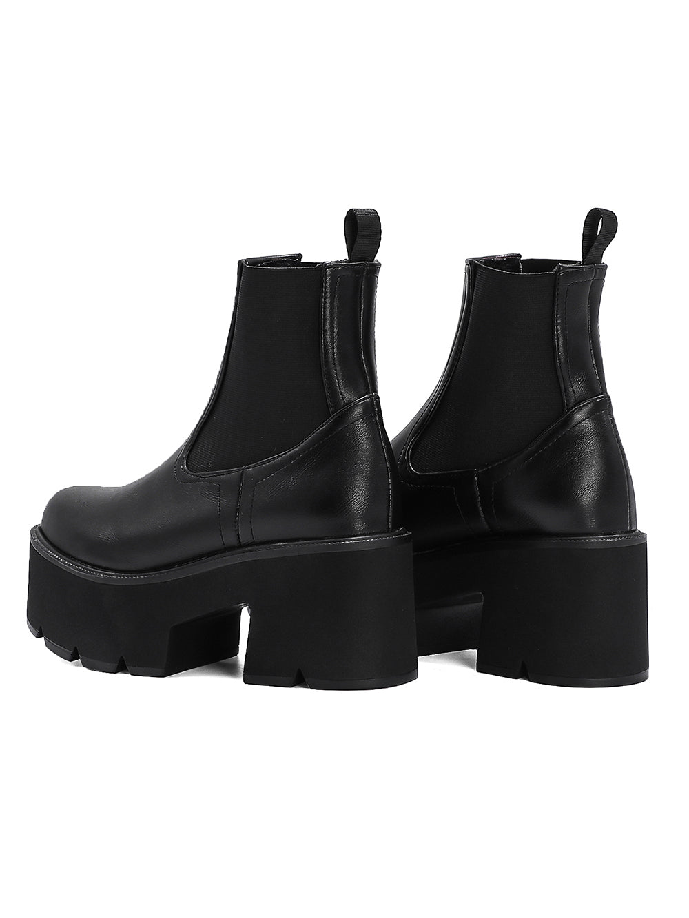 <tc>Black Vegan Leather Y2K Punk Style Chelsea Platform Boots Block Heel Platform Ankle Boots</tc>