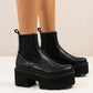 <tc>Black Vegan Leather Y2K Punk Style Chelsea Platform Boots Block Heel Platform Ankle Boots</tc>