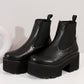 <tc>Black Vegan Leather Y2K Punk Style Chelsea Platform Boots Block Heel Platform Ankle Boots</tc>