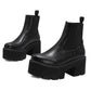 <tc>Black Vegan Leather Y2K Punk Style Chelsea Platform Boots Block Heel Platform Ankle Boots</tc>