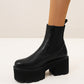 <tc>Black Vegan Leather Y2K Punk Style Chelsea Platform Boots Block Heel Platform Ankle Boots</tc>