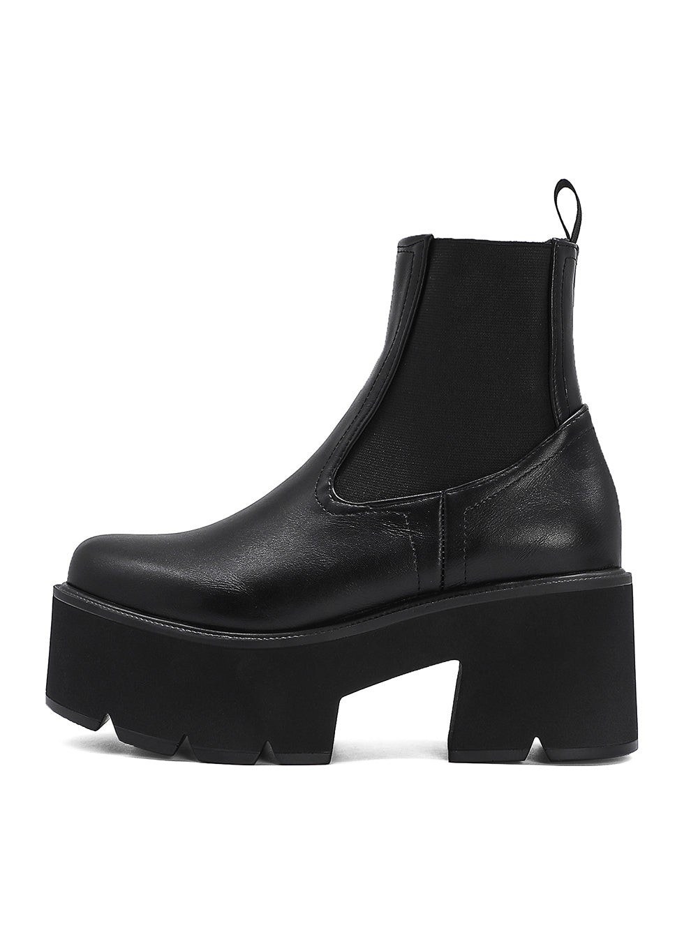 <tc>Black Vegan Leather Y2K Punk Style Chelsea Platform Boots Block Heel Platform Ankle Boots</tc>