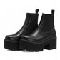 <tc>Black Vegan Leather Y2K Punk Style Chelsea Platform Boots Block Heel Platform Ankle Boots</tc>