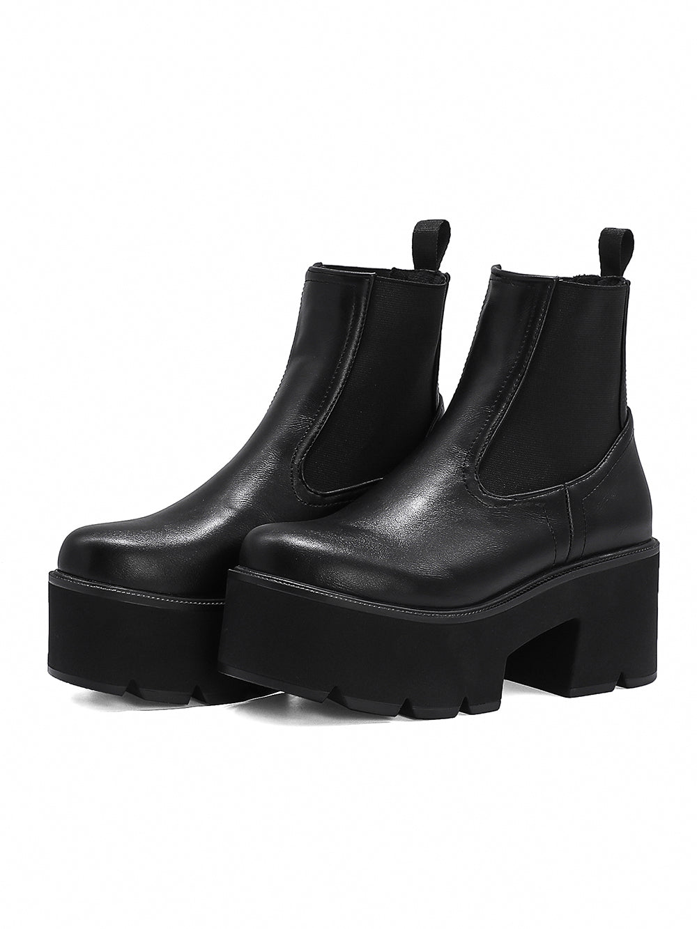 <tc>Black Vegan Leather Y2K Punk Style Chelsea Platform Boots Block Heel Platform Ankle Boots</tc>