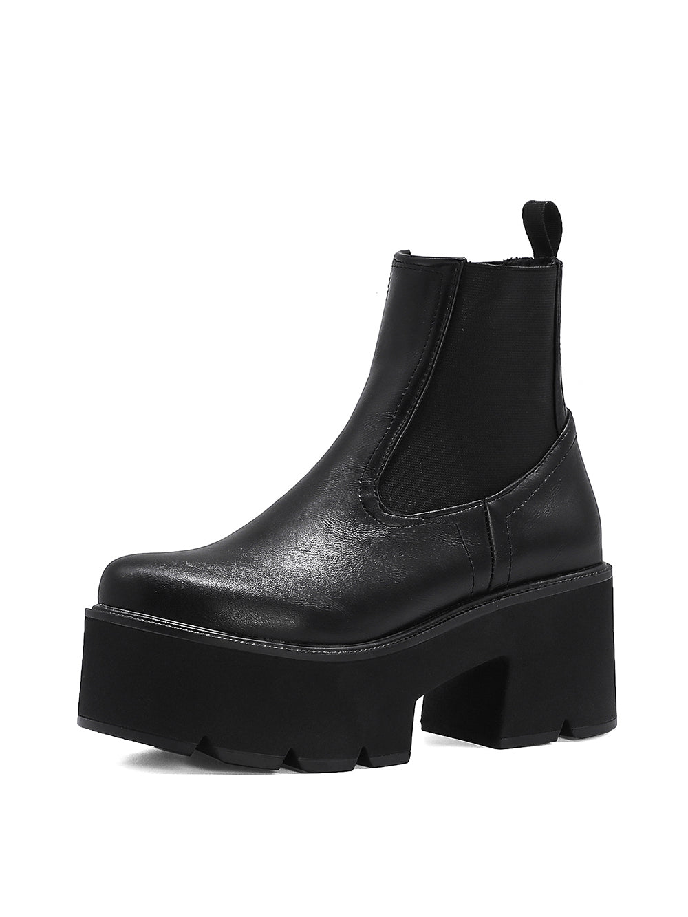 <tc>Black Vegan Leather Y2K Punk Style Chelsea Platform Boots Block Heel Platform Ankle Boots</tc>