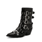 <tc>Women's Patent Leather Buckles Pointed Toe Block Heel Ankle Boots</tc>