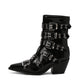 <tc>Women's Patent Leather Buckles Pointed Toe Block Heel Ankle Boots</tc>