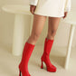 Women's Vegan Leather Elastic Stiletto Heel Platform Knee High Boots